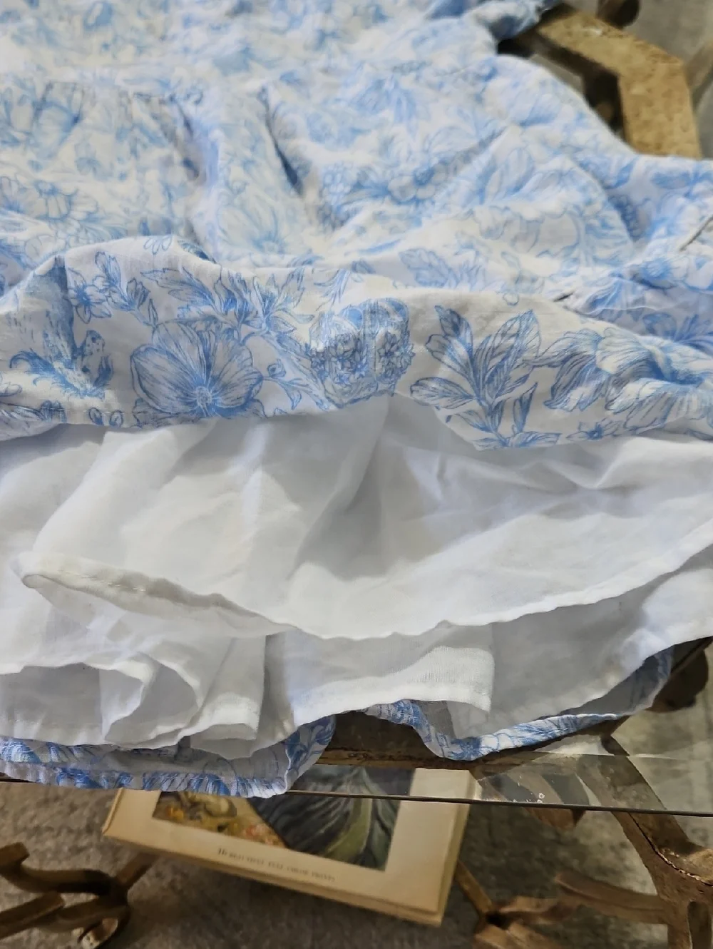 Happily Grey Girls' Light Blue Coastal Cowgirl Floral Puff-Sleeve Dress Sz 6
